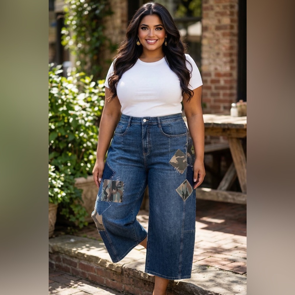 Anthropologie Pilcro Patchwork Barrel Jeans High Waist Plus Size 20W